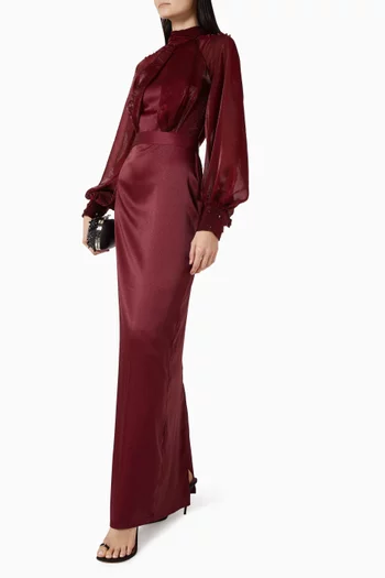 فستان بياقة عالية