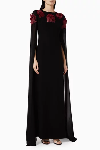 فستان مزين بزهور بارزة