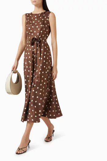 Polka-dot Belted Dress in Silk-twill