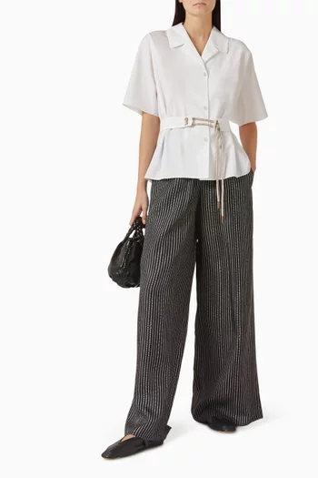 Drawstring Wide-leg Pants in Silk