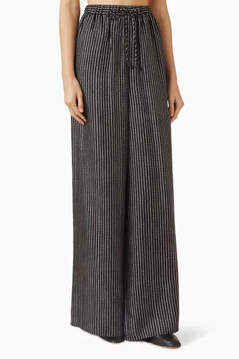 Drawstring Wide-leg Pants in Silk