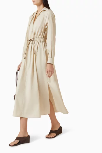 Drawstring Belted Midi Dress