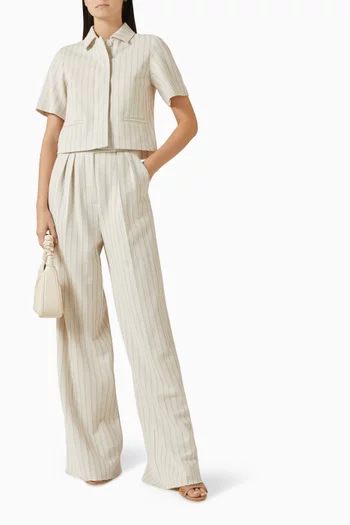 Pinstriped Cropped Shirt in Cotton-jersey