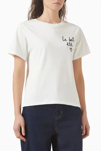 تي شيرت مزين بطبعة مطرزة قطن