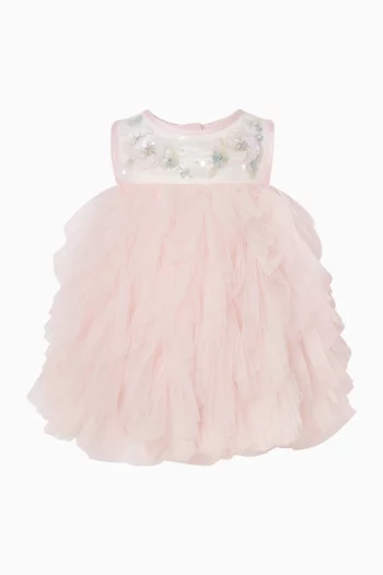 Embellished Ruffled Dress in Tulle