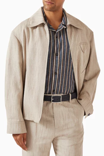 حزام بوجهين جلد عجل مجدول