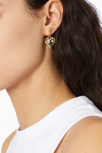 أقراط بتصميم قلب وشعار كاسندر مرصعة بالكريستال نحاس