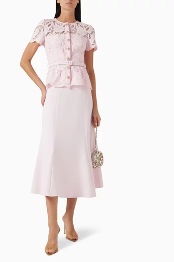 Peplum Dress in Lace & Crepe