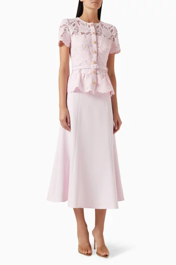 Peplum Dress in Lace & Crepe