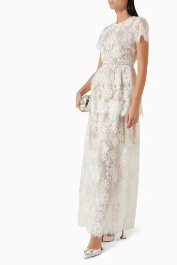 Embellished Tiered Dress in Lace