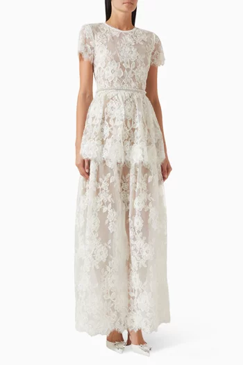 Embellished Tiered Dress in Lace