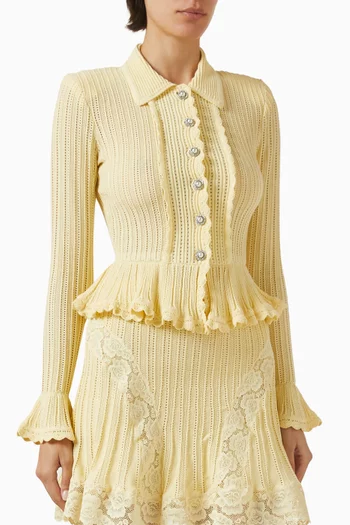 Pointelle Knit Cardigan in Viscose Blend