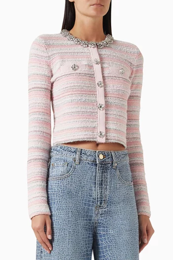 Textured Diamanté-trim Cardigan