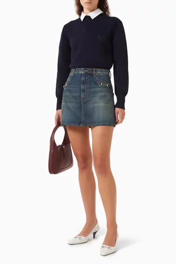 تنورة قصيرة بحلي لجام الحصان دينم