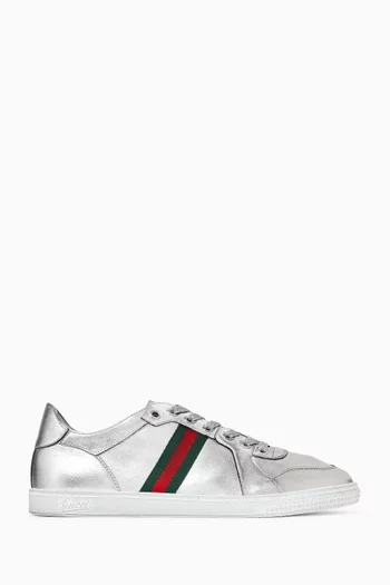 Stretch Low-top Sneakers in Leather