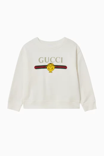 سويت شيرت بشعار الماركة بملمس بارز قطن جيرسيه