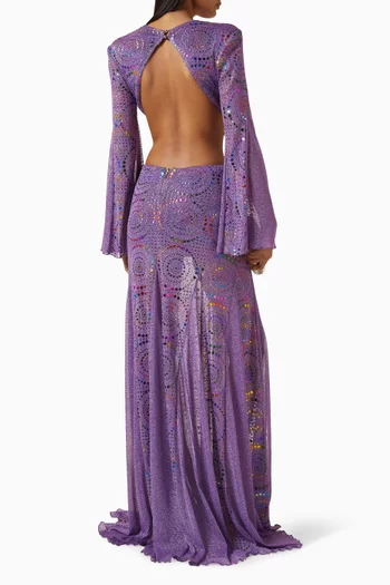 فستان سهرة بنقشة لامعة جيرسيه