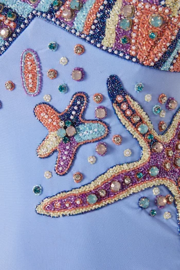 لباس سباحة سيلين قطعة واحدة ومطرز بصدف البحر