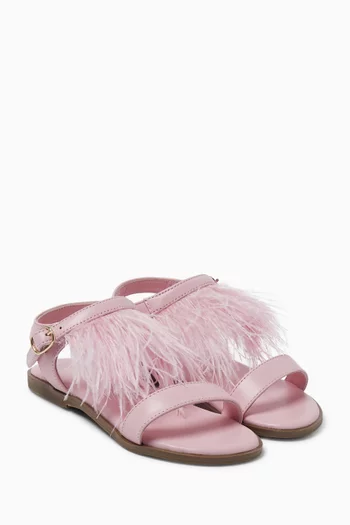 Elle Fringed Sandals in Leather
