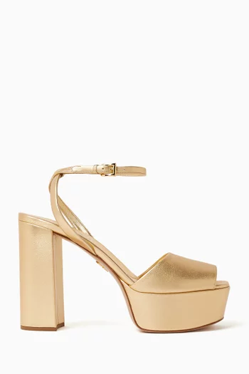 Platform Sandals in Mordoré Nappa Leather