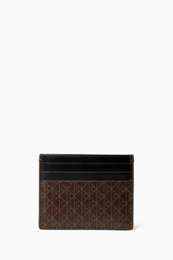 حافظة بطاقات بحلية شعار الماركة جلد صناعي