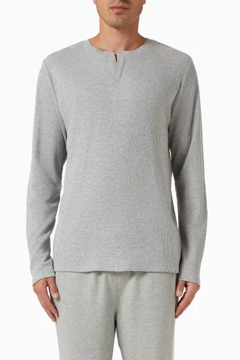 تي شيرت بيجاما سوفت وافل مزيج قطن