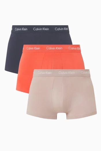 Low-rise Trunks in Stretch Cotton, Set of 3