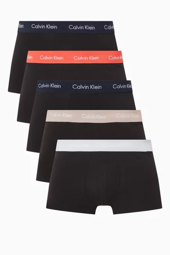 Low-rise Trunks in Stretch Cotton, Set of 5