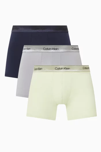 Logo Boxer Briefs in Stretch Cotton, Set of 3