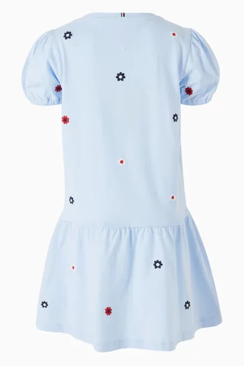 فستان مطرز بزهور قطن