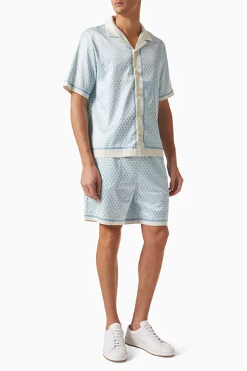Idriss Eiffel Monogram Resort Shirt in Satin