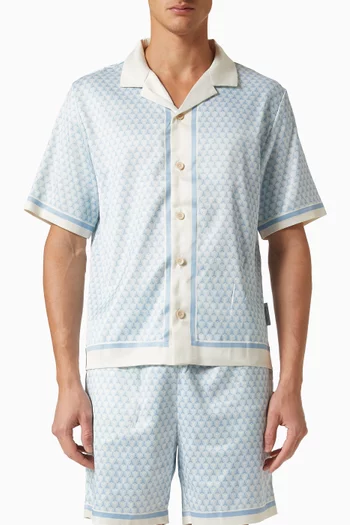 Idriss Eiffel Monogram Resort Shirt in Satin