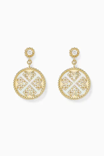 Lace Diamond & Mother-of-pearl Earrings in 18kt Yellow Gold