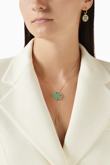 Lace Diamond & Malachite Pendant Necklace in 18kt Yellow Gold