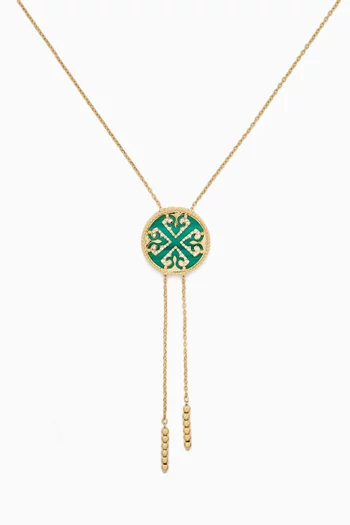 Lace Diamond & Malachite Pendant Necklace in 18kt Yellow Gold