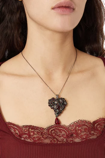 قلادة بدلاية قلب مرصعة بالكريستال نحاس