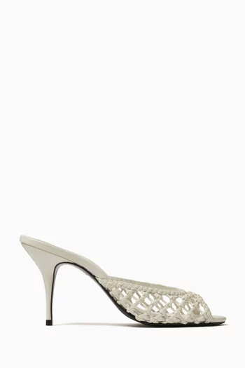 صندل بيتش بكعب 80 مم جلد مجدول