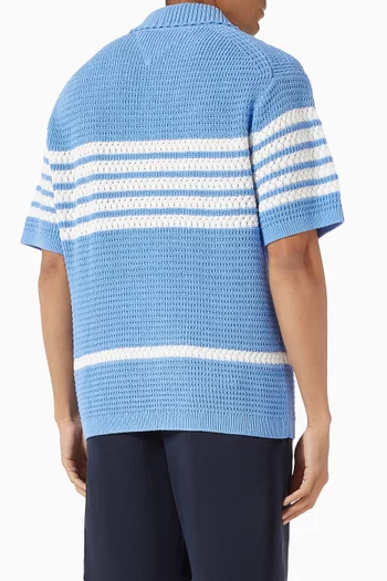 سترة رغبي بقصة فضفاضة ونقشة مخططة قماش منسوج