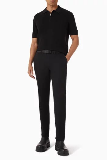 تي شيرت بولو بسحّاب نسيج بارز الملمس