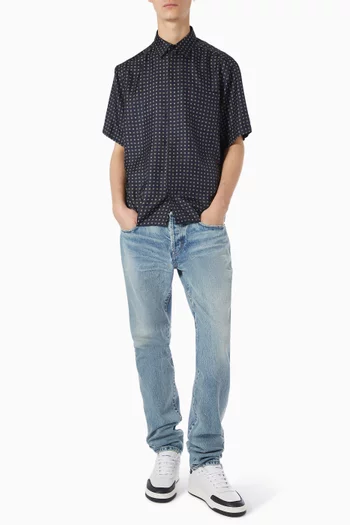 Square-print Shirt in Silk