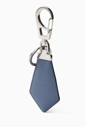 Triangle Logo Keychain in Saffiano Leather