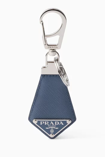 Triangle Logo Keychain in Saffiano Leather