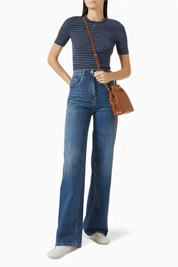 Striped Crewneck Sweater in Cotton