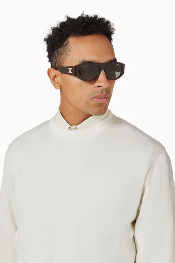 Triomphe Havana Geometric Sunglasses in Acetate