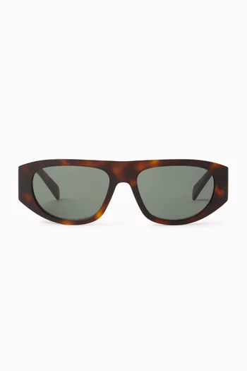 Triomphe Havana Geometric Sunglasses in Acetate