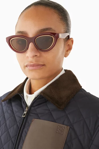 نظارة شمسية ميني بشعار الماركة وإطار بتصميم عين القطة أسيتات