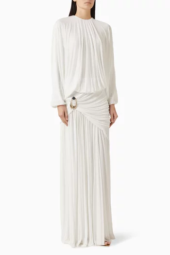 فستان باراشوت درابيه مزين بدبوس بتصميم حجر