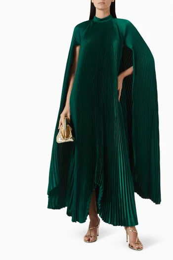 Eiffel Pleated Cape Gown