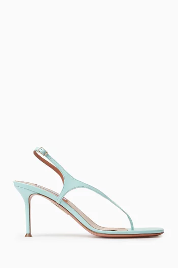 حذاء مفتوح بيكيني بسيور رفيعة وكعب 75 مم جلد نابا