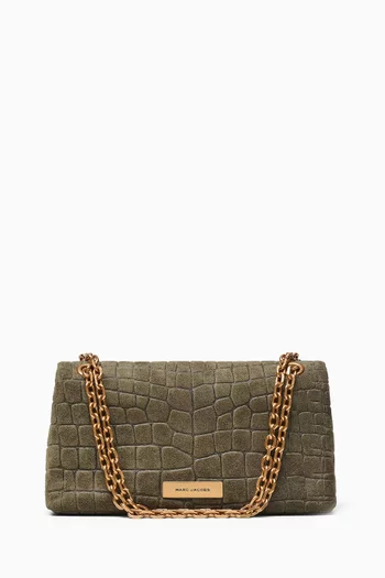 حقيبة كروس صغيرة بسلسلة مزدوجة شمواه بنقشة جلد التمساح